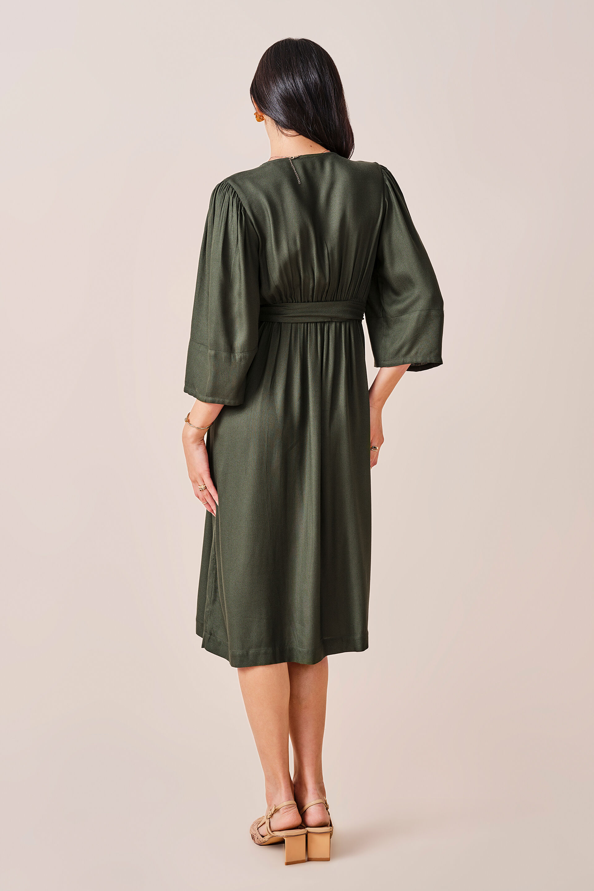 Olivia Viscose Dress, Olive, image 6